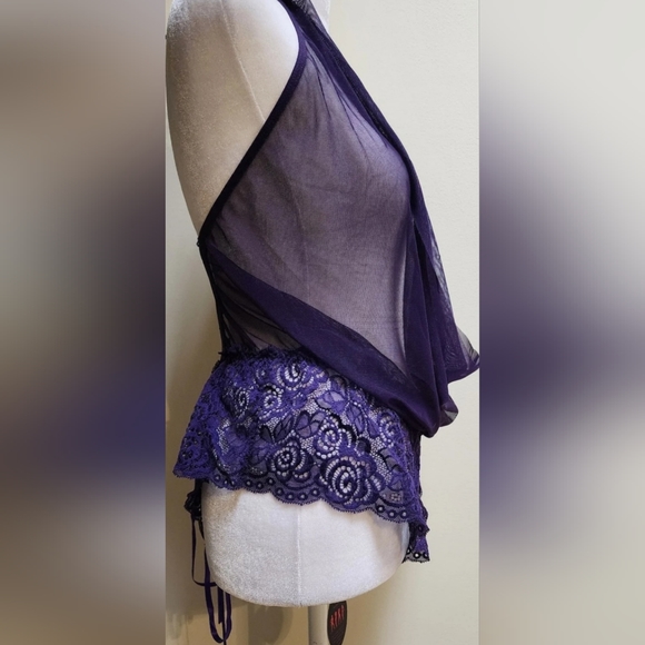 XXL🔥Sexy🔥 Very Flattering Lingerie One Piece Drape Front Halter Style Bodysuit - Picture 6 of 6